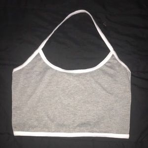 Gray and white croptop